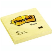 3M 654 PostIt Notes 76X76mm Yellow