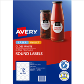 AVERY BLACK PRINTABLE LABELS ROUND GLOSSY 10PK