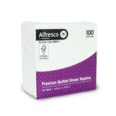 Alfresco Napkin Quilted Dinner 14 Fold White 100PK