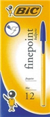 BIC CRISTAL BALLPOINT PENS FINE BLUE BOX 12