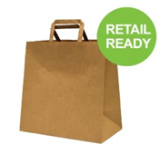BROWN PAPER BAG FLAT HANDLE 280X280X150MM 25PK