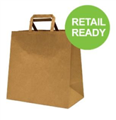 BROWN PAPER BAG FLAT HANDLE 330X300X180MM 25PK