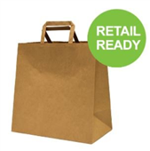 BROWN PAPER BAG FLAT HANDLE 330X300X180MM 250CTN