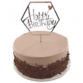 Cake Topper Acrylic Silver HBD Hex
