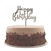 Cake Topper Acrylic Silver Hbd