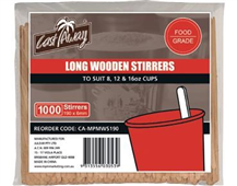 Castaway Wooden Long Stirrers 190mm 1000Pack