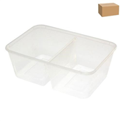 Container Rect 2 Comp Microwavable 800ML 50Sleeve 500CTN