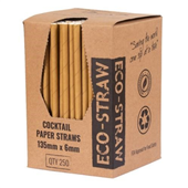 Eco Straw Cocktail Paper 3PLY Kraft 250PK