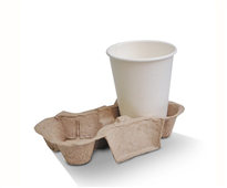 Ecoware Moulded Fibre Carry Tray 2 Cup 100SLV