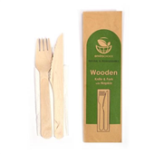 Envirochoice Wooden Cutlery Combo Knife Fork  Napkin 100Pk