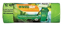 Envirostar Garbage Bag Compostable Green 80L 20Roll