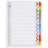 MARBIG 35029 DIVIDERS INDEX A4 COLOUR JANDEC