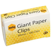 MARBIG PAPER CLIPS GIANT ROUND 50MM BOX 100