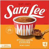 Sara Lee Mini Cups Sticky Date Pudding 280G 4PK